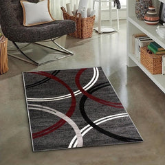 Modern Wavy Circles Area Rug Easy To Wash Indoor Rug