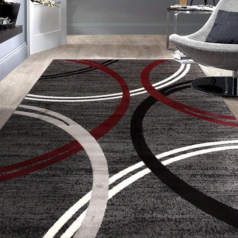 Modern Wavy Circles Area Rug Easy To Wash Indoor Rug