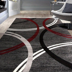 Modern Wavy Circles Area Rug Easy To Wash Indoor Rug