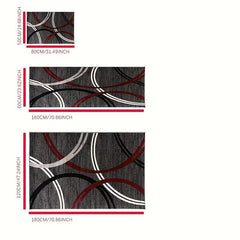 Modern Wavy Circles Area Rug Easy To Wash Indoor Rug