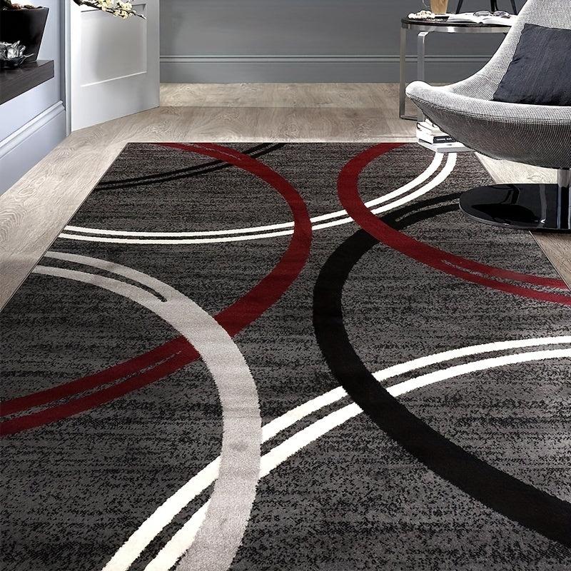 Modern Wavy Circles Area Rug Easy To Wash Indoor Rug
