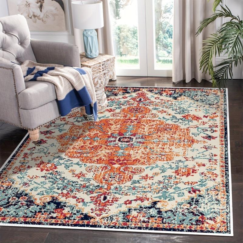 Vintage Persian Area Rug Stain Resistant Distressed Living Room Bedroom Mat