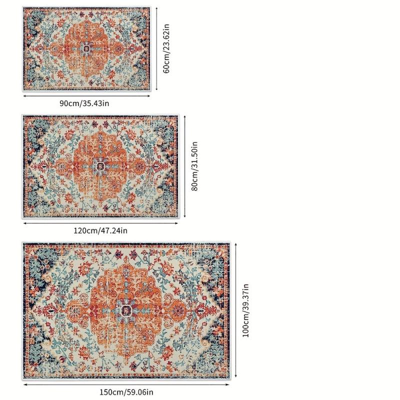 Vintage Persian Area Rug Stain Resistant Distressed Living Room Bedroom Mat