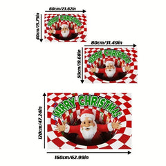 Christmas 3D Illusion Santa Door Mat Small Area Rug Indoor/Outdoor Decorations