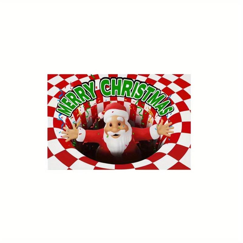 Christmas 3D Illusion Santa Door Mat Small Area Rug Indoor/Outdoor Decorations