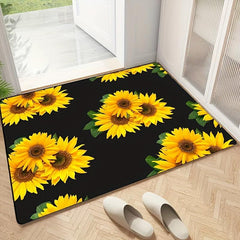 Yellow Sunflowers Area Rug Modern Painting Flower Pattern Carpet