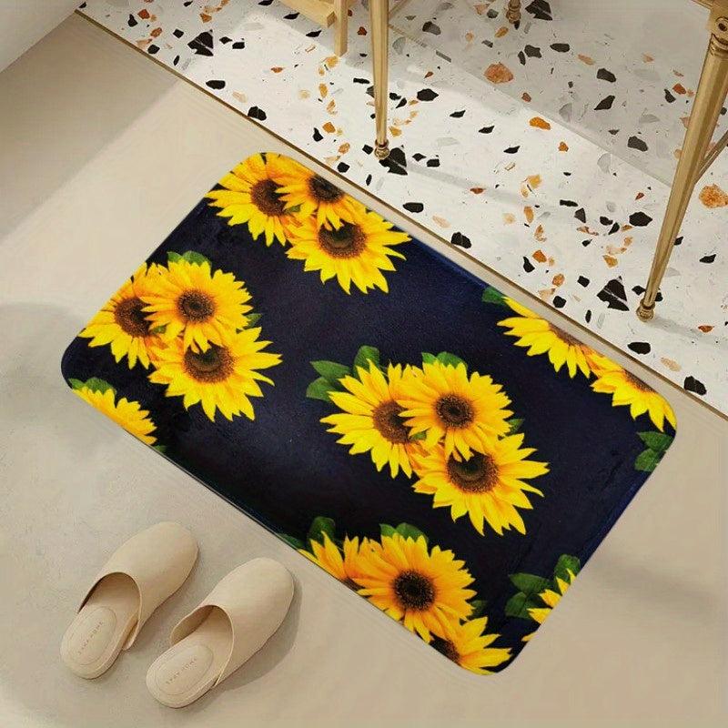 Yellow Sunflowers Area Rug Modern Painting Flower Pattern Carpet