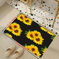 Yellow Sunflowers Area Rug Modern Painting Flower Pattern Carpet