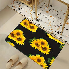 Yellow Sunflowers Area Rug Modern Painting Flower Pattern Carpet