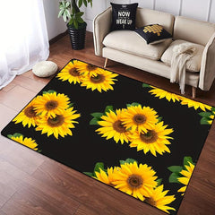 Yellow Sunflowers Area Rug Modern Painting Flower Pattern Carpet
