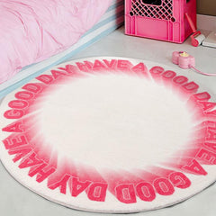 Letter Round Rug Gradient Plush Rug Soft Room Decor