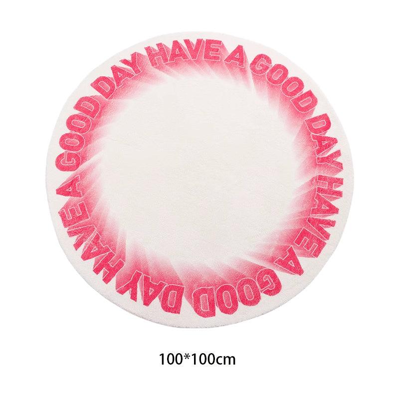 Letter Round Rug Gradient Plush Rug Soft Room Decor