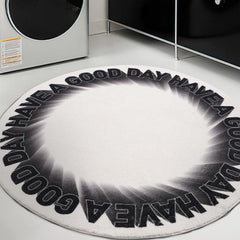 Letter Round Rug Gradient Plush Rug Soft Room Decor