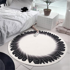 Letter Round Rug Gradient Plush Rug Soft Room Decor