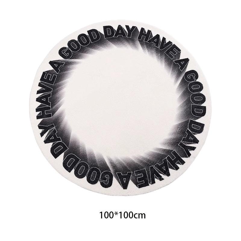 Letter Round Rug Gradient Plush Rug Soft Room Decor
