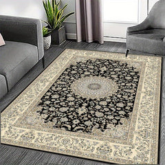 Vintage Persian Tribal Non Slip Backing Thin Rug for Dining Table Bedroom
