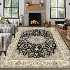 Vintage Persian Tribal Non Slip Backing Thin Rug for Dining Table Bedroom