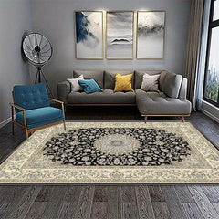 Vintage Persian Tribal Non Slip Backing Thin Rug for Dining Table Bedroom
