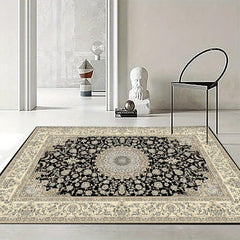 Vintage Persian Tribal Non Slip Backing Thin Rug for Dining Table Bedroom