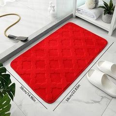 Geometric Embossed Floor Mat Soft Non Slip Bath Rug Solid Bath Mat