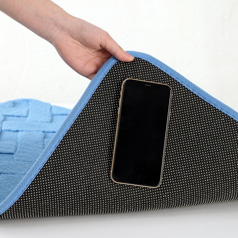 Geometric Embossed Floor Mat Soft Non Slip Bath Rug Solid Bath Mat