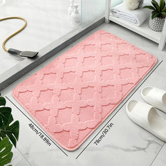 Geometric Embossed Floor Mat Soft Non Slip Bath Rug Solid Bath Mat