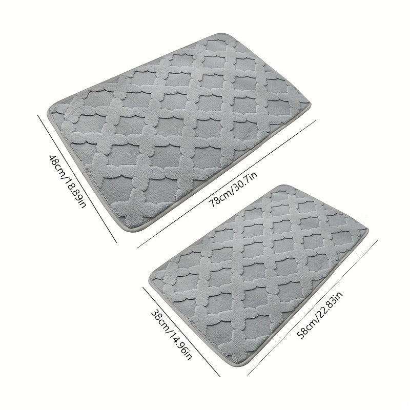 Geometric Embossed Floor Mat Soft Non Slip Bath Rug Solid Bath Mat