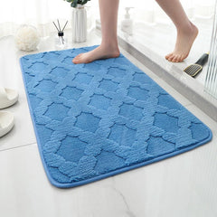 Geometric Embossed Floor Mat Soft Non Slip Bath Rug Solid Bath Mat