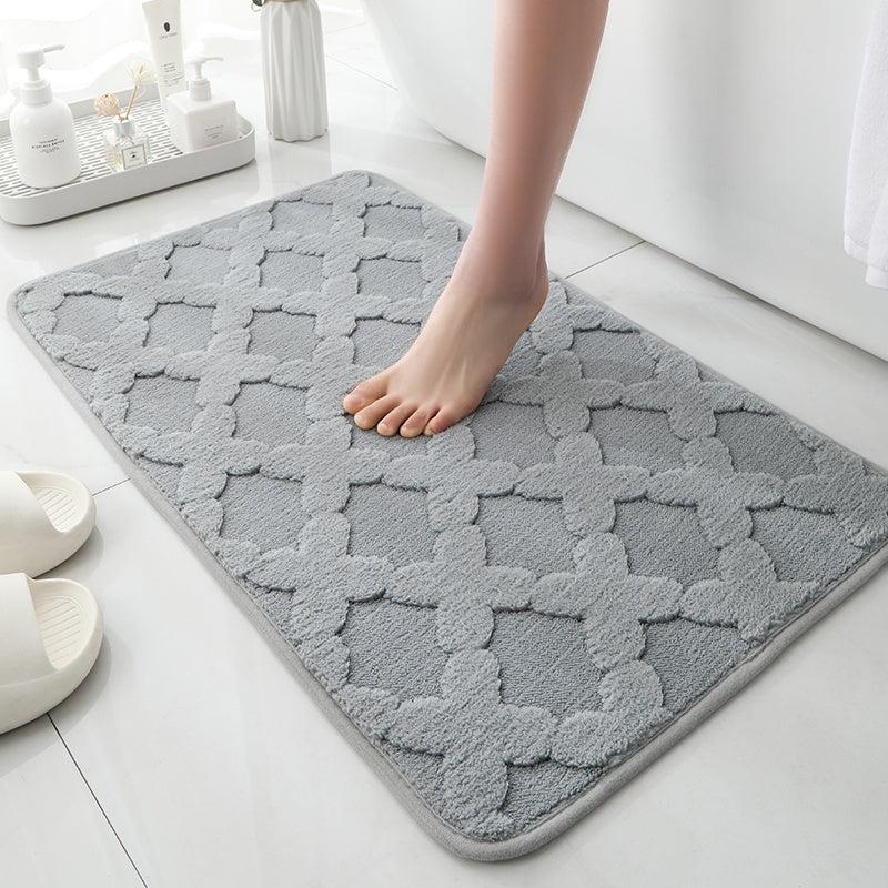 Geometric Embossed Floor Mat Soft Non Slip Bath Rug Solid Bath Mat