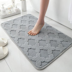 Geometric Embossed Floor Mat Soft Non Slip Bath Rug Solid Bath Mat
