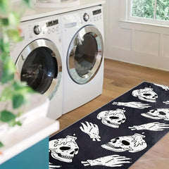 Soft Non-Slip Halloween Skull Rug for Laundry Room Hallway Kitchen Durable