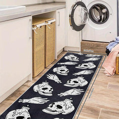 Soft Non-Slip Halloween Skull Rug for Laundry Room Hallway Kitchen Durable