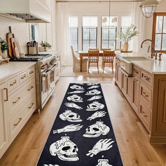 Soft Non-Slip Halloween Skull Rug for Laundry Room Hallway Kitchen Durable