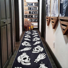 Soft Non-Slip Halloween Skull Rug for Laundry Room Hallway Kitchen Durable