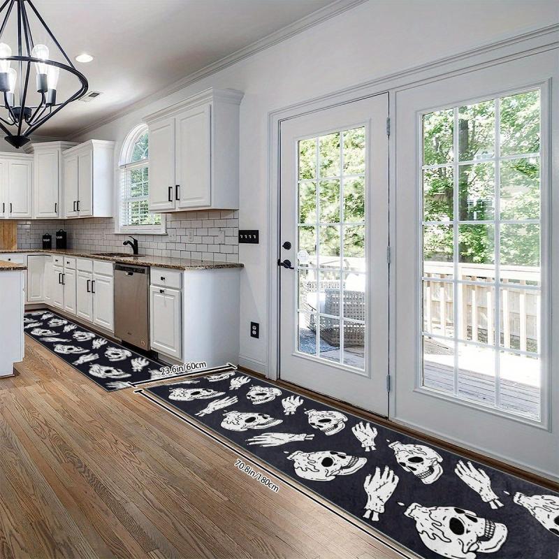 Soft Non-Slip Halloween Skull Rug for Laundry Room Hallway Kitchen Durable