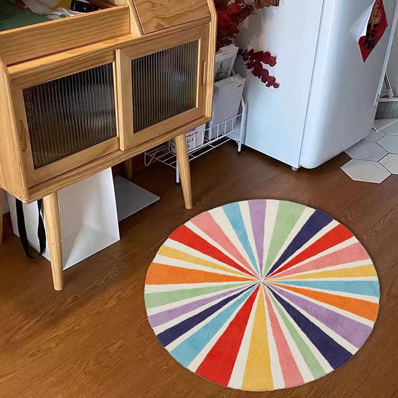 Rainbow Plush Carpet Fluffy Thick Floor Mat for Children's Room