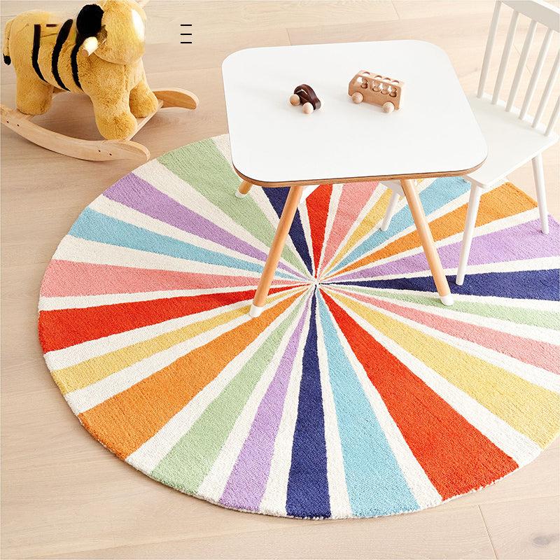 Rainbow Plush Carpet Fluffy Thick Floor Mat for Children's Room