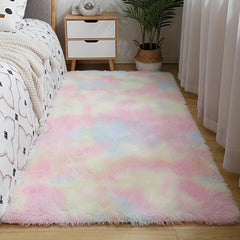 Soft Tie Dyed Plush Area Rug for Bedroom - Non-Slip Fuzzy Shag Carpet