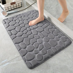 Stone Pattern Floor Mat Foot Massage Bathroom Rug Non Slip Absorbent