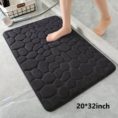 Stone Pattern Floor Mat Foot Massage Bathroom Rug Non Slip Absorbent