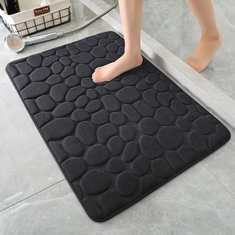 Stone Pattern Floor Mat Foot Massage Bathroom Rug Non Slip Absorbent