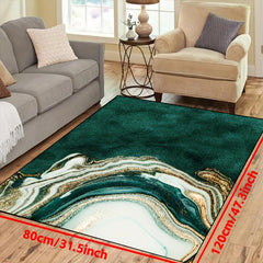 Modern Emerald Green Geometric Lines Area Rug
