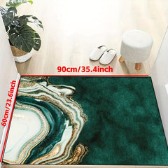 Modern Emerald Green Geometric Lines Area Rug