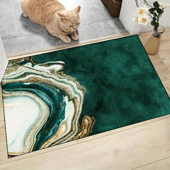 Modern Emerald Green Geometric Lines Area Rug