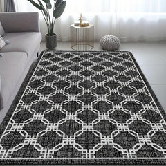Geometric Pattern Shaggy Area Rug Non Slip Machine Washable