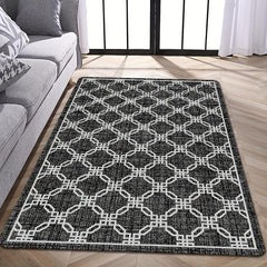 Geometric Pattern Shaggy Area Rug Non Slip Machine Washable