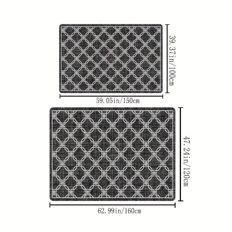 Geometric Pattern Shaggy Area Rug Non Slip Machine Washable