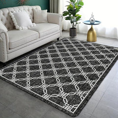 Geometric Pattern Shaggy Area Rug Non Slip Machine Washable