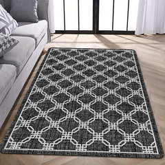 Geometric Pattern Shaggy Area Rug Non Slip Machine Washable