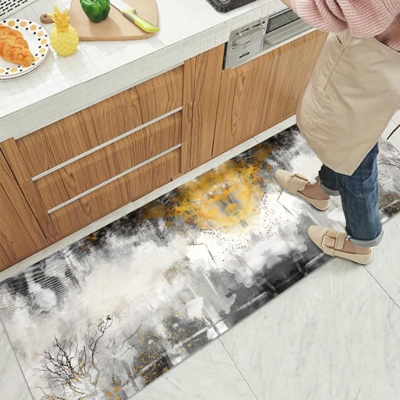 Soft Abstract Kitchen Mat Anti Slip Polyester Carpet Absorbent Bath Mat